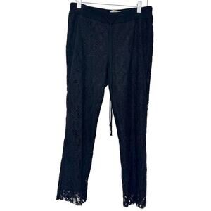 ROI Black Lace Drawstring‎ Pants Womens Small Lined Lounge Resort Boho Chic